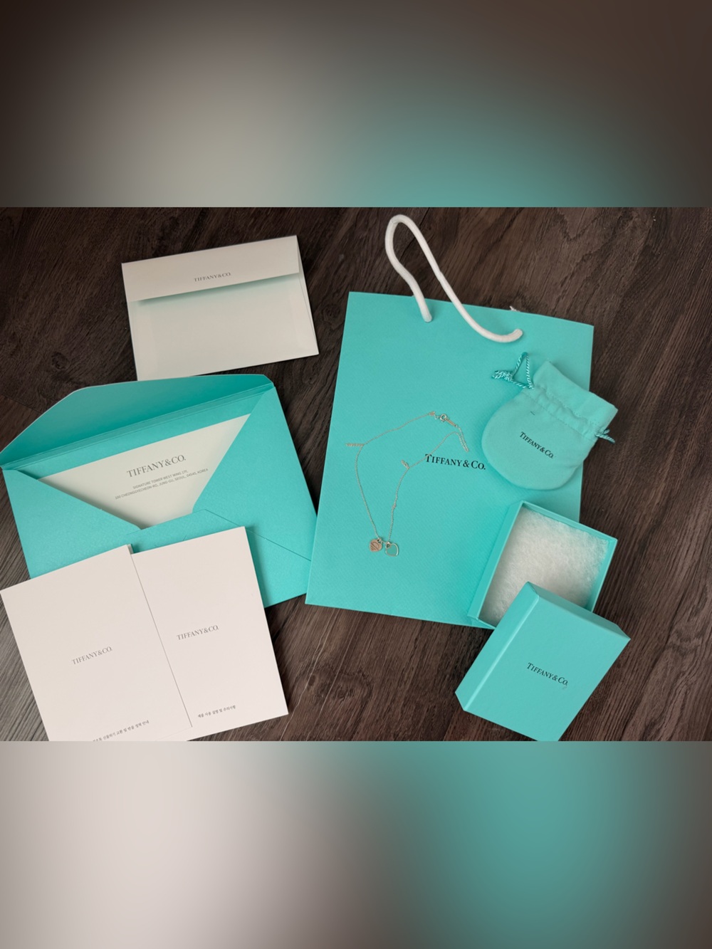 Tiffany & Co. Gold Necklace with Heart Charm - Tiffany Blue Packaging